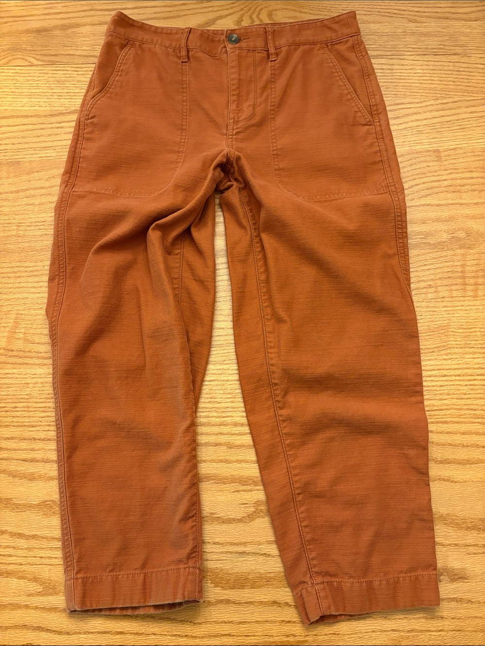 J. Crew Women's Cropped, Textured Pants in Rust Orange